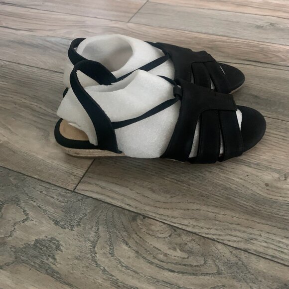 NEW EASY STREET YESENIA WOMEN'S BLACK ESPADRILLE WEDGE SANDALS 8 WW‎ - Picture 8 of 12